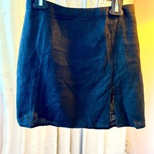 Reformation Black Linen Skirt with Slit